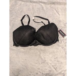 NEW Ambrielle size 34DDD Lace Plunge Pushup Bra Black Padded NWT